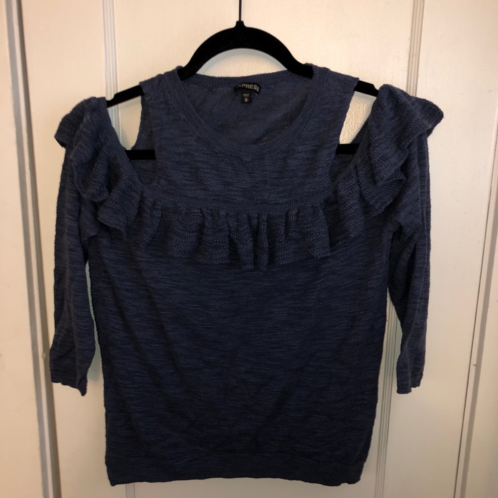 Blue Express Off Shoulder Ruffle Top